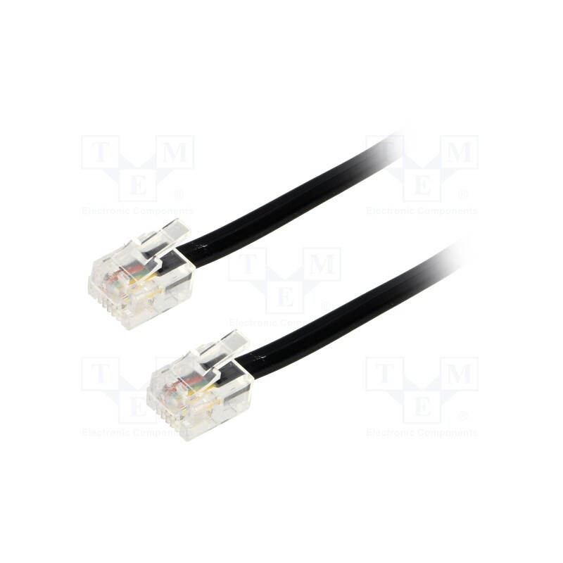 10 pcs : - Cable: telephone, RJ11 plug,both sides, 3m, black