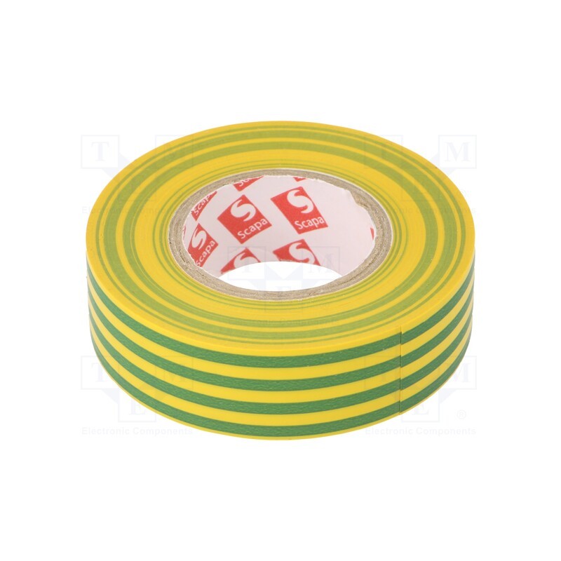 10 rol : TAŚMA 2702 19MM/20M ŻÓŁTO-ZIELONA - Tape: electrical insulating, W: 19mm, L: 20m, Thk: 130um, rubber