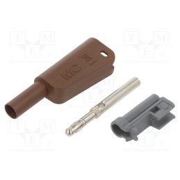 10 pcs : 66.2018-27 - 4mm banana, 19A, 1kV, brown, insulated,with 4mm axial socket