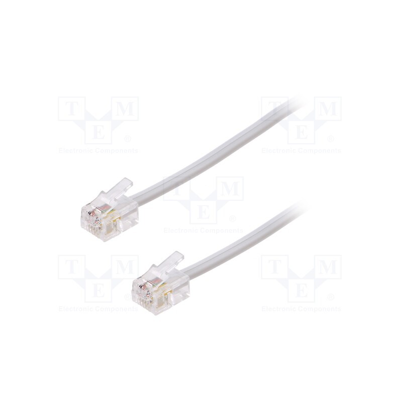 10 pcs : - Cable: telephone, RJ11 plug,both sides, 3m, white