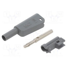 10 pcs : 66.2018-28 - 4mm banana, 19A, 1kV, grey, insulated,with 4mm axial socket, 1mm2