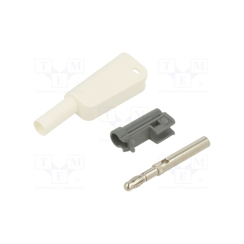 10 pcs : 66.2018-29 - 4mm banana, 19A, 1kV, white, insulated,with 4mm axial socket