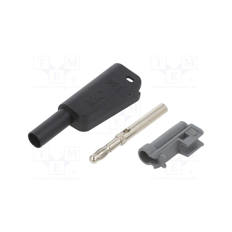 10 pcs : 66.2018-21 - 4mm banana, 19A, 1kV, black, insulated,with 4mm axial socket