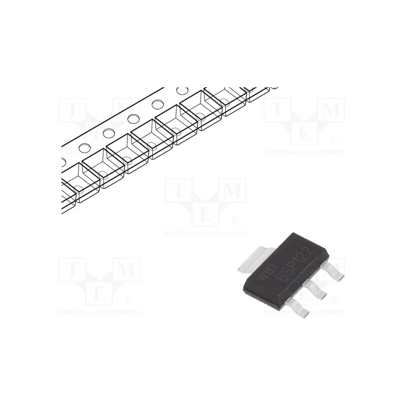 10 pcs : BSP122,115 - Transistor: N-MOSFET, unipolar, 200V, 0.55A, 1.5W, SC73,SOT223