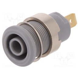 10 pcs : 23.3000-28 - Socket, 4mm banana, 24A, 1kV, Cutout: Ø12.2mm, grey, gold-plated