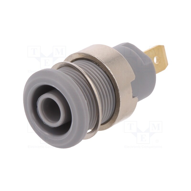 10 pcs : 23.3000-28 - Socket, 4mm banana, 24A, 1kV, Cutout: Ø12.2mm, grey, gold-plated