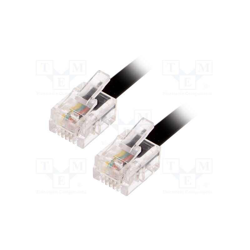 10 pcs : - Cable: telephone, RJ11 plug,both sides, 5m, black