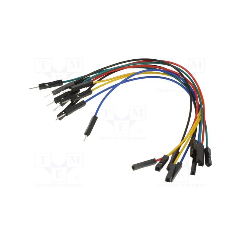 10 set : WJW011 - Connection cable, L: 150mm, male-female, PIN: 1, mix colours