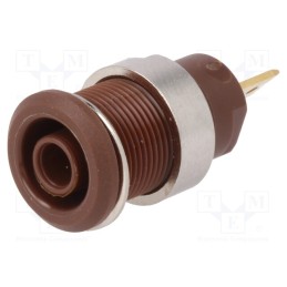 10 pcs : 23.3000-27 - Socket, 4mm banana, 24A, 1kV, Cutout: Ø12.2mm, brown, gold-plated