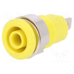 10 pcs : 23.3000-24 - Socket, 4mm banana, 24A, 1kV, Cutout: Ø12.2mm, yellow, gold-plated