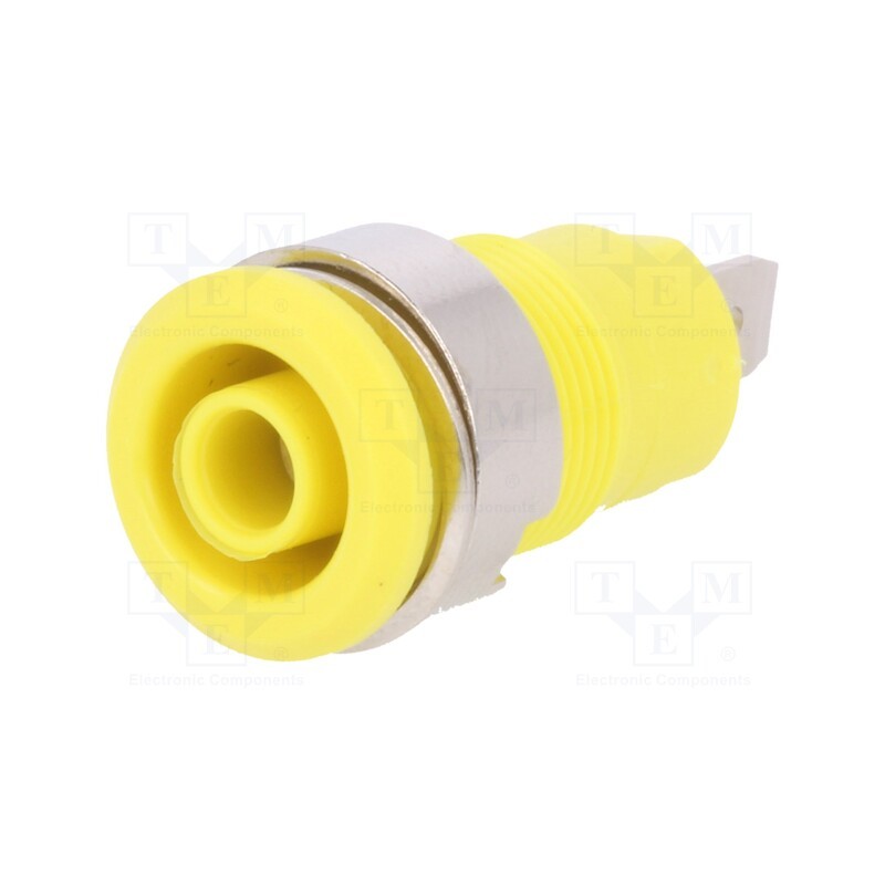 10 pcs : 23.3000-24 - Socket, 4mm banana, 24A, 1kV, Cutout: Ø12.2mm, yellow, gold-plated