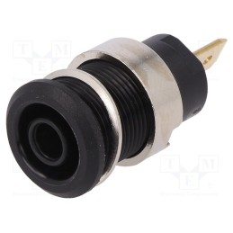 10 pcs : 23.3000-21 - Socket, 4mm banana, 24A, 1kV, Cutout: Ø12.2mm, black, gold-plated