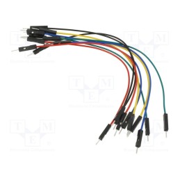 10 set : WJW010 - Connection cable, L: 150mm, male-male, PIN: 1, mix colours, 10pcs.