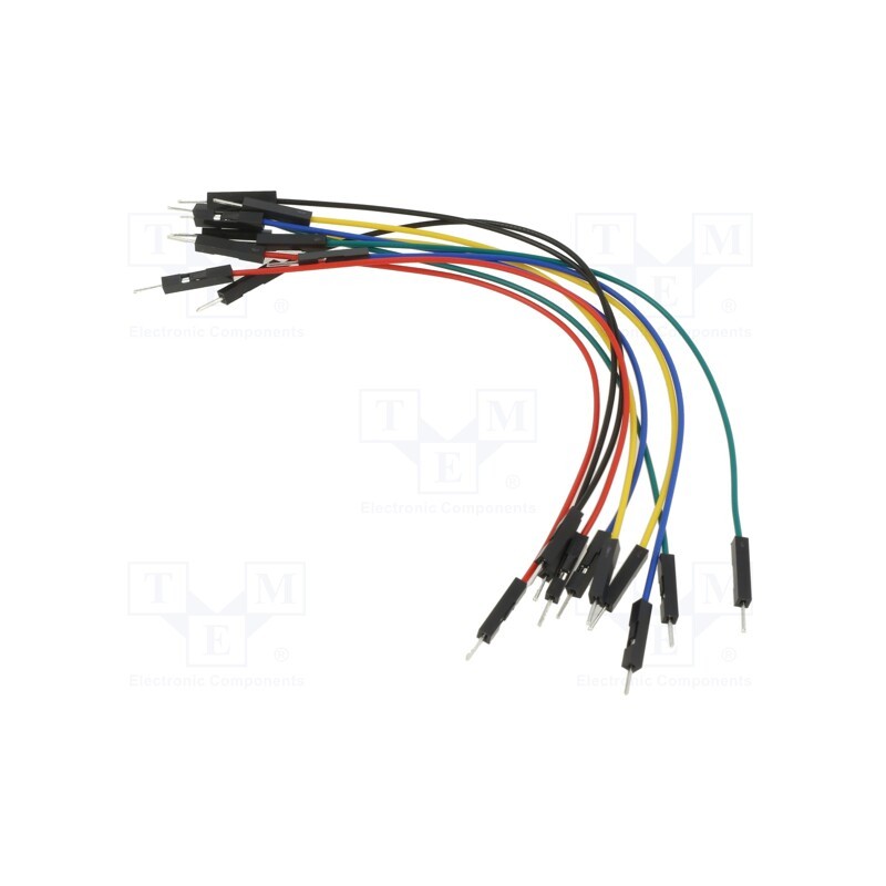 10 set : WJW010 - Connection cable, L: 150mm, male-male, PIN: 1, mix colours, 10pcs.