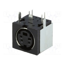 10 pcs : TM 0508 A/4 - Socket, DIN mini, female, PIN: 4, shielded, THT, on PCBs, angled 90°