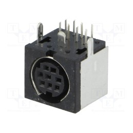 10 pcs : TM 0508 A/8 - Socket, DIN mini, female, PIN: 8, shielded, THT, on PCBs, angled 90°