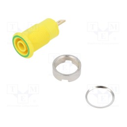 10 pcs : 23.3000-20 - Socket, 4mm banana, 24A, 1kV, Cutout: Ø12.2mm, yellow-green, screw