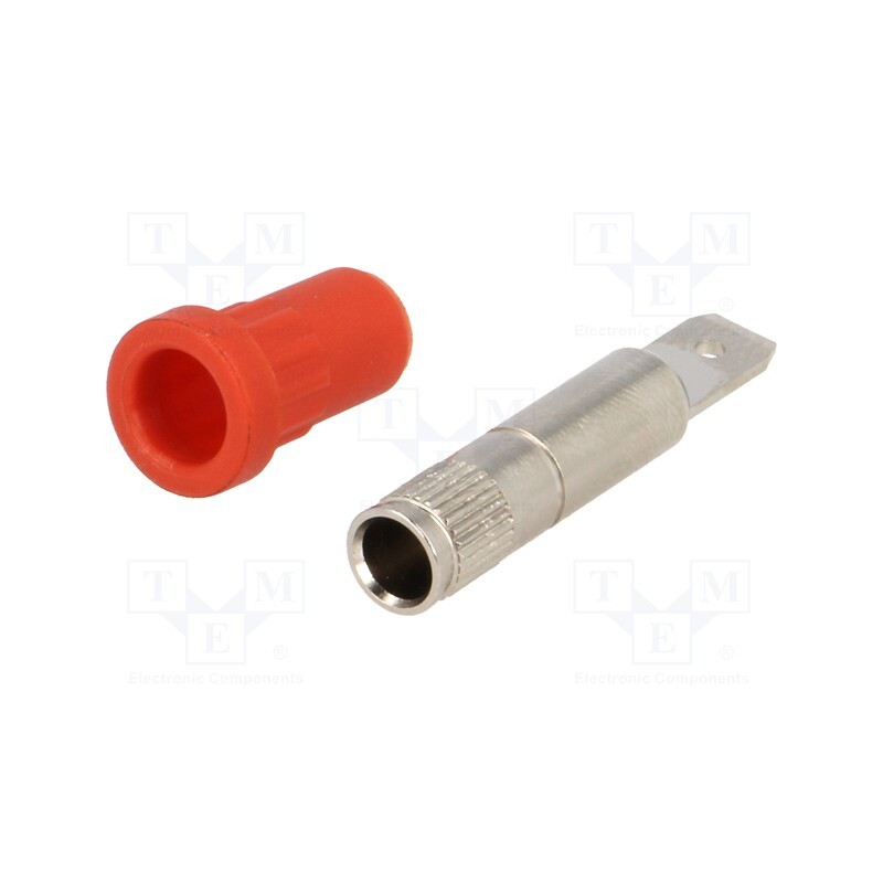 10 pcs : EPB 6792 NI / FST 4.8X0.8 / RT - Socket, 4mm banana, 24A, 70VDC, red, nickel plated, on panel, 4mΩ