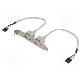 10 pcs : AK674 - Adapter, brackets on slot, USB A socket x2,5pin pin header x2