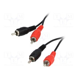 10 pcs : BQC-2RP2RP-0150 - Cable, RCA plug x2,both sides, 1.5m, black