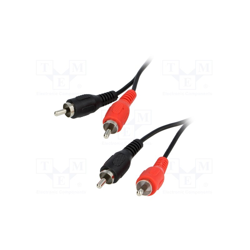 10 pcs : BQC-2RP2RP-0150 - Cable, RCA plug x2,both sides, 1.5m, black