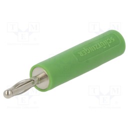 10 pcs : A 20-40 S NI / GN - Adapter, 2mm banana, 10A, 70VDC, green, nickel plated, 35.5mm