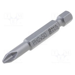 10 pcs : 5059810001 - Screwdriver bit, Phillips, PH2, Overall len: 50mm, TORSION