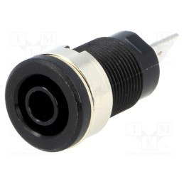 10 pcs : SEB 6452 NI / SW - Socket, 4mm banana, 32A, 1kV, black, nickel plated, on panel, 35mm