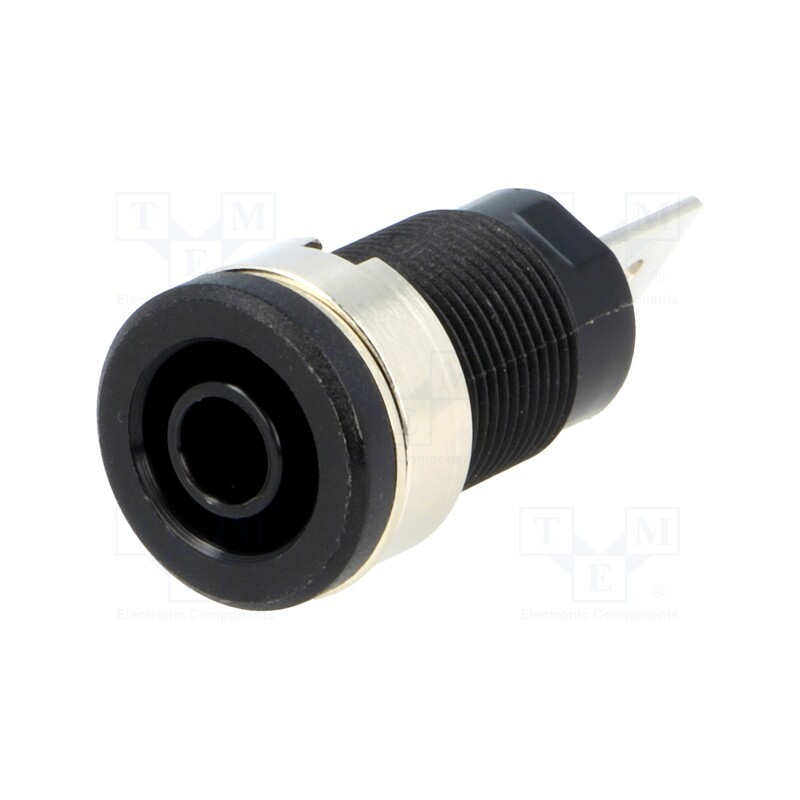 10 pcs : SEB 6452 NI / SW - Socket, 4mm banana, 32A, 1kV, black, nickel plated, on panel, 35mm