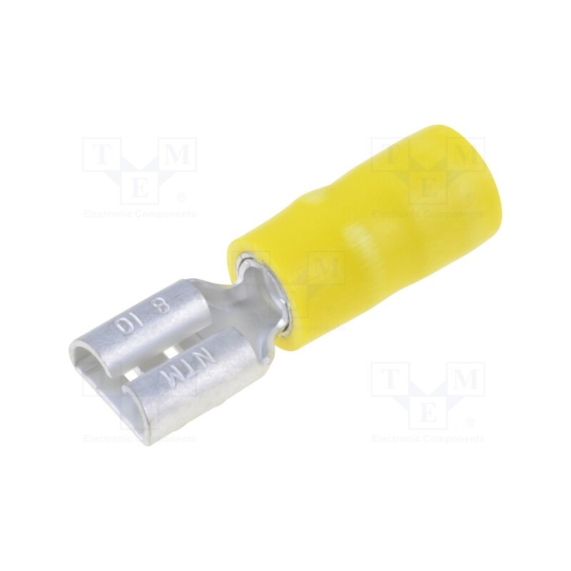 20 pcs : TMDV 630855-F-YEL - Terminal: flat, 6.3mm, 0.8mm, female, 3.5mm2, crimped, for cable