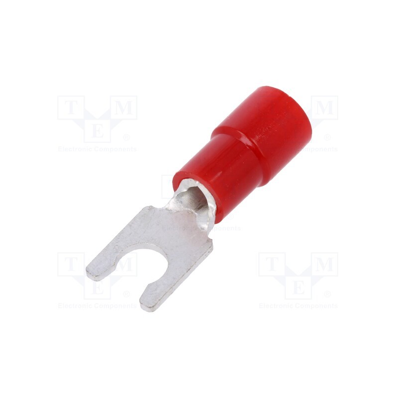 50 pcs : TMEV 1.25LY-3.5S-RED - Tip: fork, M3,5, Ø: 3.7mm, 0.3÷1.65mm2, crimped, for cable, tinned