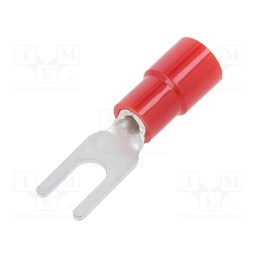 50 pcs : TMEX 1.25Y-3N-RED - Tip: fork, M3, Ø: 3.2mm, 0.3÷1.65mm2, crimped, for cable, insulated