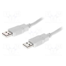 10 pcs : CAB-USB2AA/1.0-GY - Cable, USB 2.0, USB A plug,both sides, 1m, grey, Core: CCA