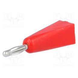10 pcs : - Plug, 2mm banana, 5A, red, on cable, Connection: soldered