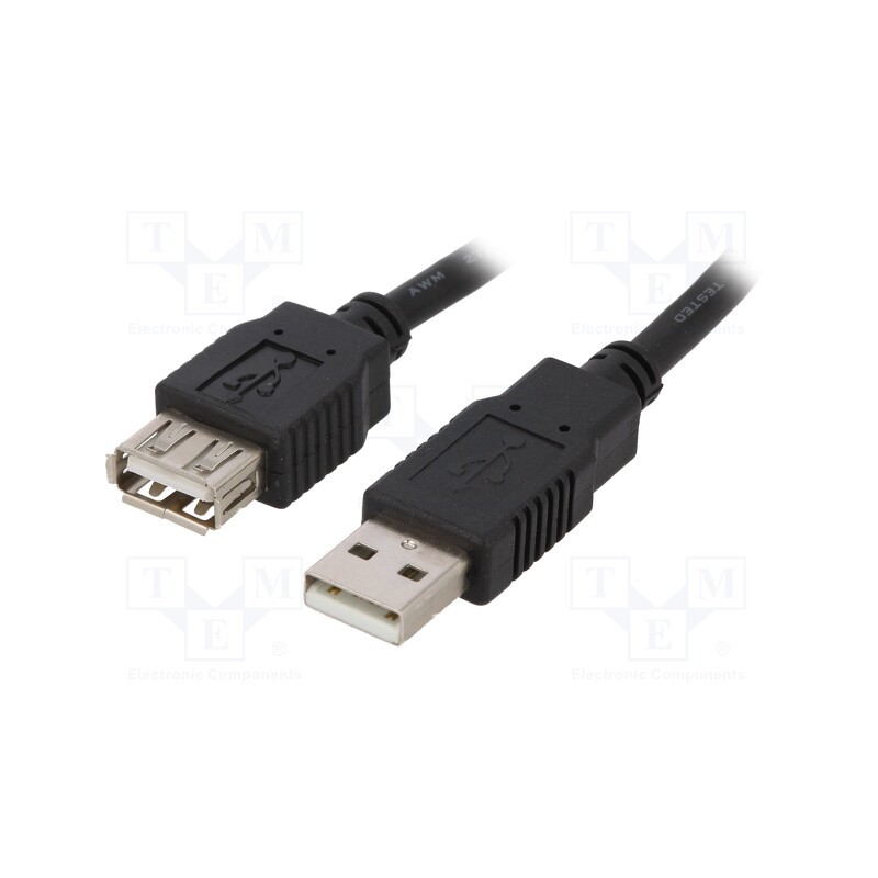 10 pcs : CAB-USB2AAF/3-BK - Cable, USB 2.0, USB A socket,USB A plug, 3m, black, Core: CCA