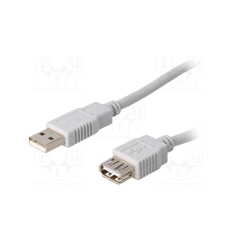 10 pcs : CAB-USB2AAF/3-GY - Cable, USB 2.0, USB A socket,USB A plug, 3m, grey, Core: CCA