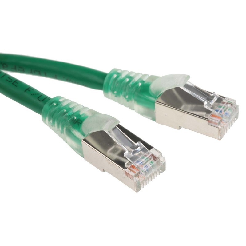1 pcs - RS PRO Cat5e Male RJ45 to Male RJ45 Ethernet Cable, F/UTP, Green PVC Sheath, 1m