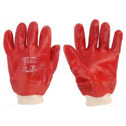 10 set : L240110K - Protective gloves, Size: 10, red, cotton,PVC