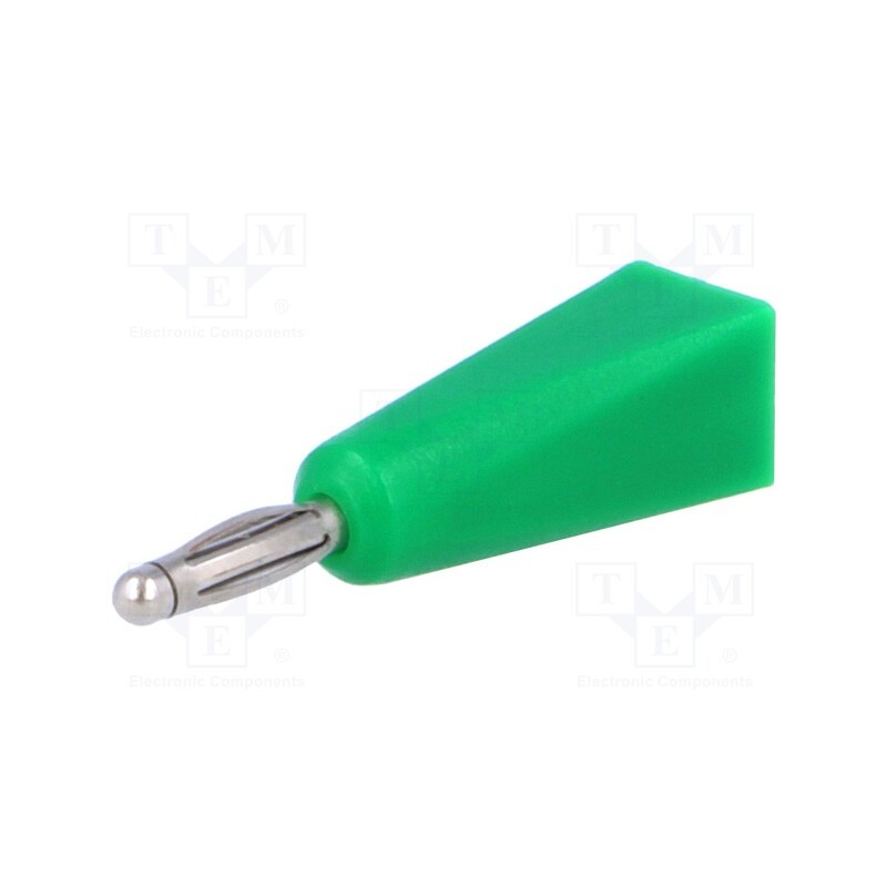 10 pcs : - Plug, 2mm banana, 5A, green, on cable, Connection: soldered