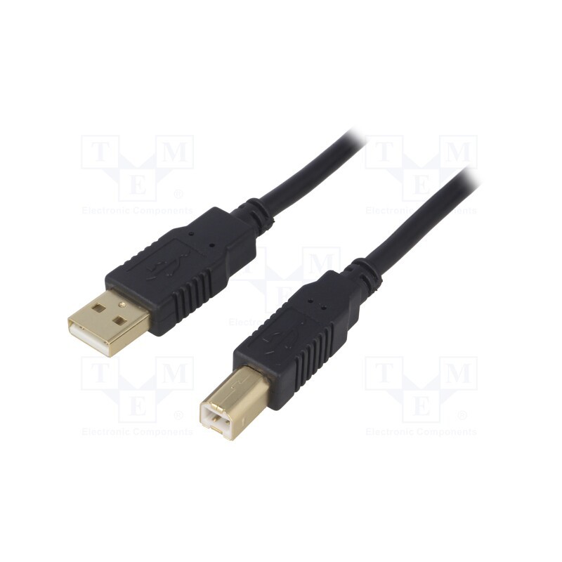 10 pcs : CAB-USB2AB/1.8G-BK - Cable, USB 2.0, USB A plug,USB B plug, gold-plated, 1.8m, black