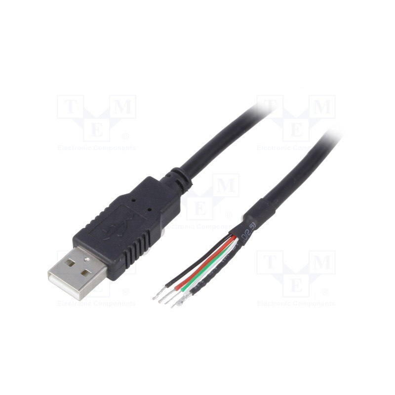 10 pcs : CAB-USB-A-1.5-BK - Cable, USB 2.0, wires,USB A plug, 1.5m, black, Core: Cu