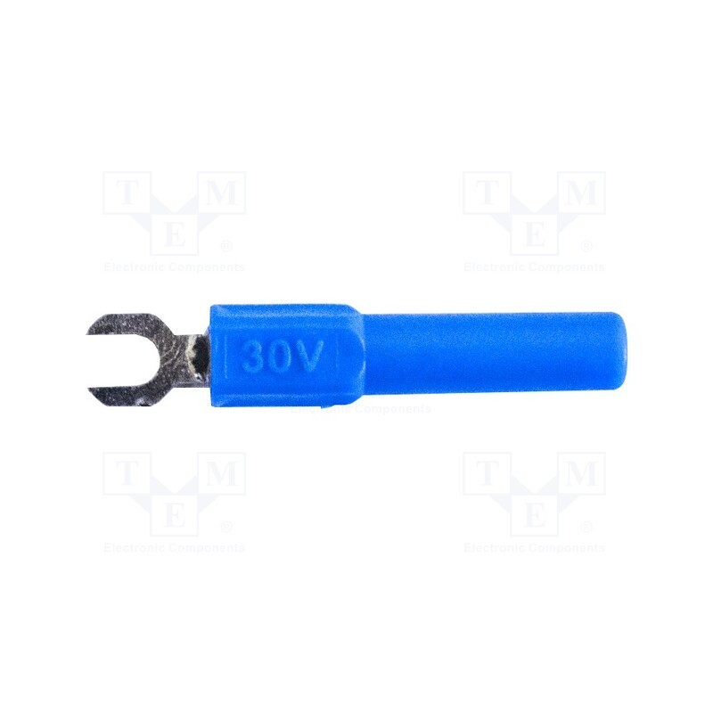 10 pcs : BU-30211-6 - Fork terminals, banana 4mm plug,fork terminal, 60VDC, 36A, blue