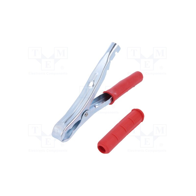 10 pcs : - Crocodile clip, 120A, Grip capac: max.30mm, Overall len: 195mm