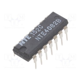 10 pcs : NTE4082B - IC: digital, AND, Ch: 2, IN: 4, CMOS, THT, DIP14, 3÷18VDC, -55÷125°C