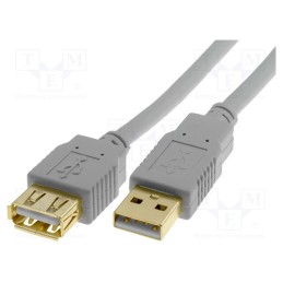 10 pcs : CAB-USBAAF/1.8G - Cable, USB 2.0, USB A socket,USB A plug, gold-plated, 1.8m, grey