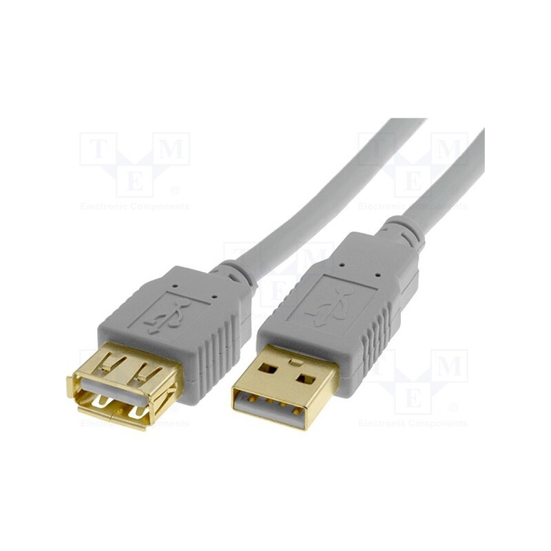 10 pcs : CAB-USBAAF/1.8G - Cable, USB 2.0, USB A socket,USB A plug, gold-plated, 1.8m, grey