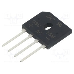 10 pcs : GBU15M - Bridge rectifier: single-phase, Urmax: 1kV, If: 15A, Ifsm: 240A