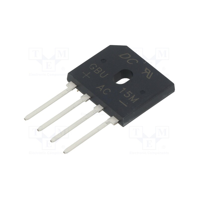 10 pcs : GBU15M - Bridge rectifier: single-phase, Urmax: 1kV, If: 15A, Ifsm: 240A