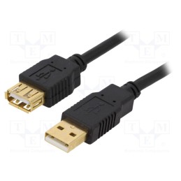 10 pcs : CAB-USBAAF/1.8G-BK - Cable, USB 2.0, USB A socket,USB A plug, gold-plated, 1.8m, black