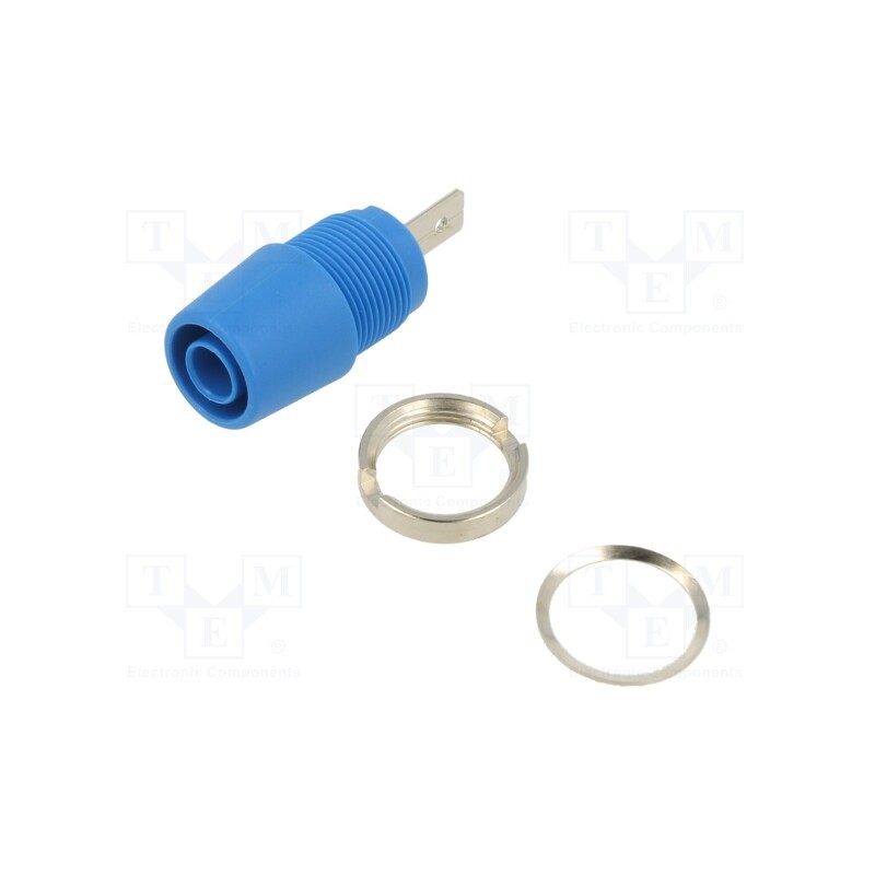 10 pcs : 23.3110-23 - Socket, 4mm banana, 20A, 1kV, blue, nickel plated, insulated